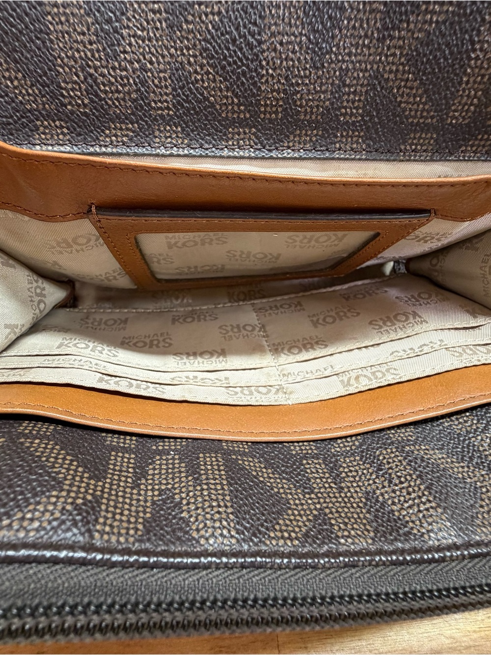 Michael Kors Fulton MK Logo Crossbody Swing Pack Brown - Picture 7 of 9